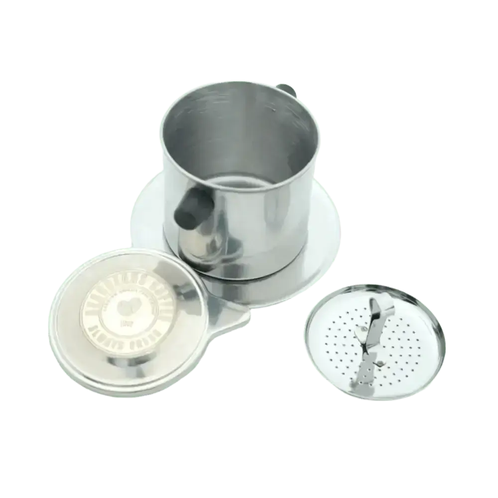 Vietnamese Phin Filter made of stainless steel for traditional coffee brewing.