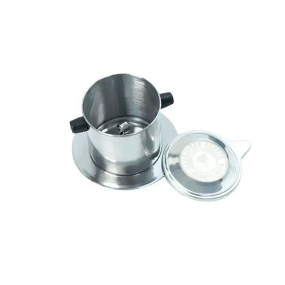 Vietnamese Phin Filter for authentic coffee brewing, made of durable stainless steel.