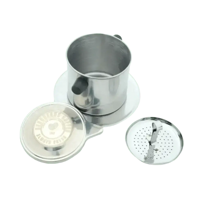 Vietnamese Phin Filter made of stainless steel for traditional coffee brewing.